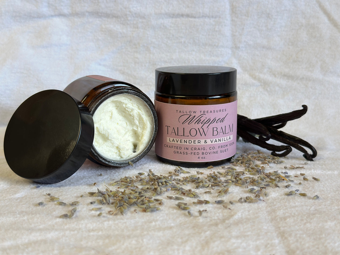 Whipped Lavender and Vanilla Tallow Balm 4oz.